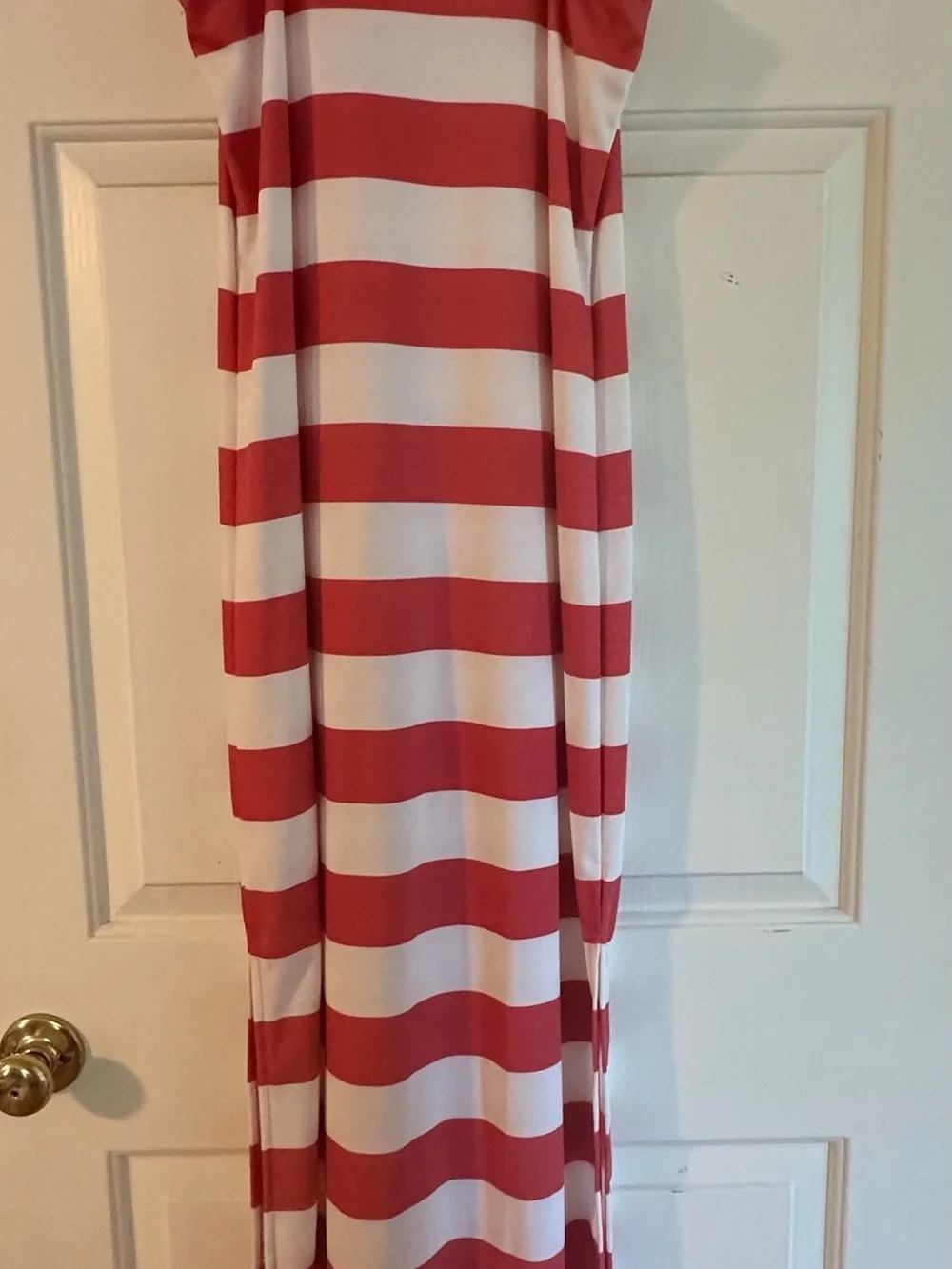 Michael Kors Sangria and White Striped Maxi Tank Dress